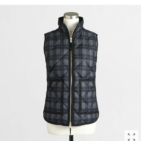 J. Crew Factory Jackets & Blazers - J. Crew Factory Vest Quilted Puffer Gray Black Plaid Sleeveless Jacket Sz Small